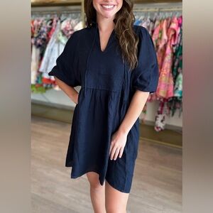 Stark X Linen Mini Dress Size XS Navy Blue
